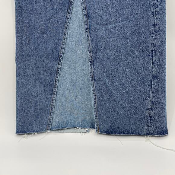 ZARA Women The 90s Y2K Collection Denim Midi Skirt Size S Blue Back Slit Pencil - Picture 2 of 8